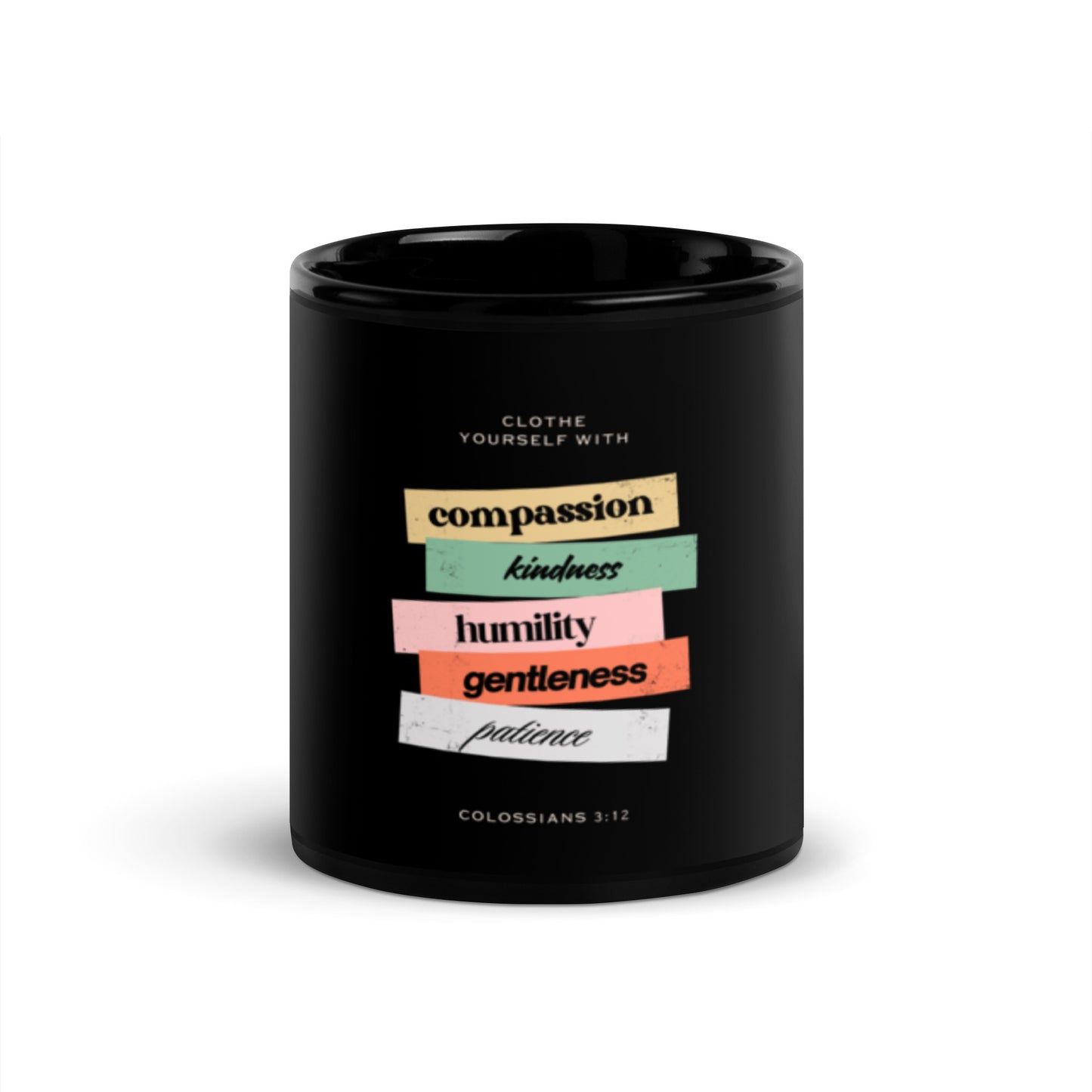 Inspiring Virtues (Black Glossy Mug)
