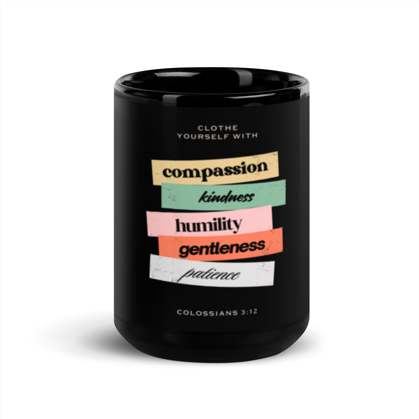 Inspiring Virtues (Black Glossy Mug)
