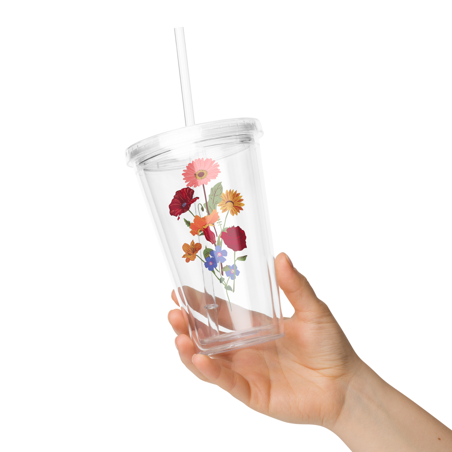 Floral Elegance (Clear plastic tumbler)