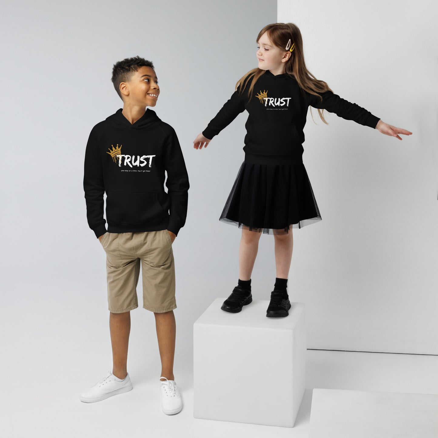 Pray Always, Stay Strong (Kids eco hoodie)
