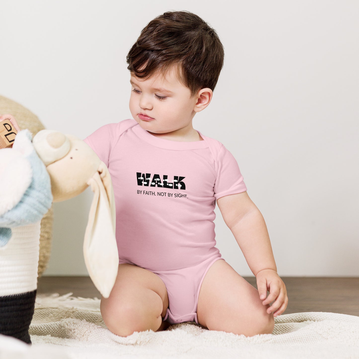 Walk By Faith. Not by Sight (Baby short sleeve one piece)