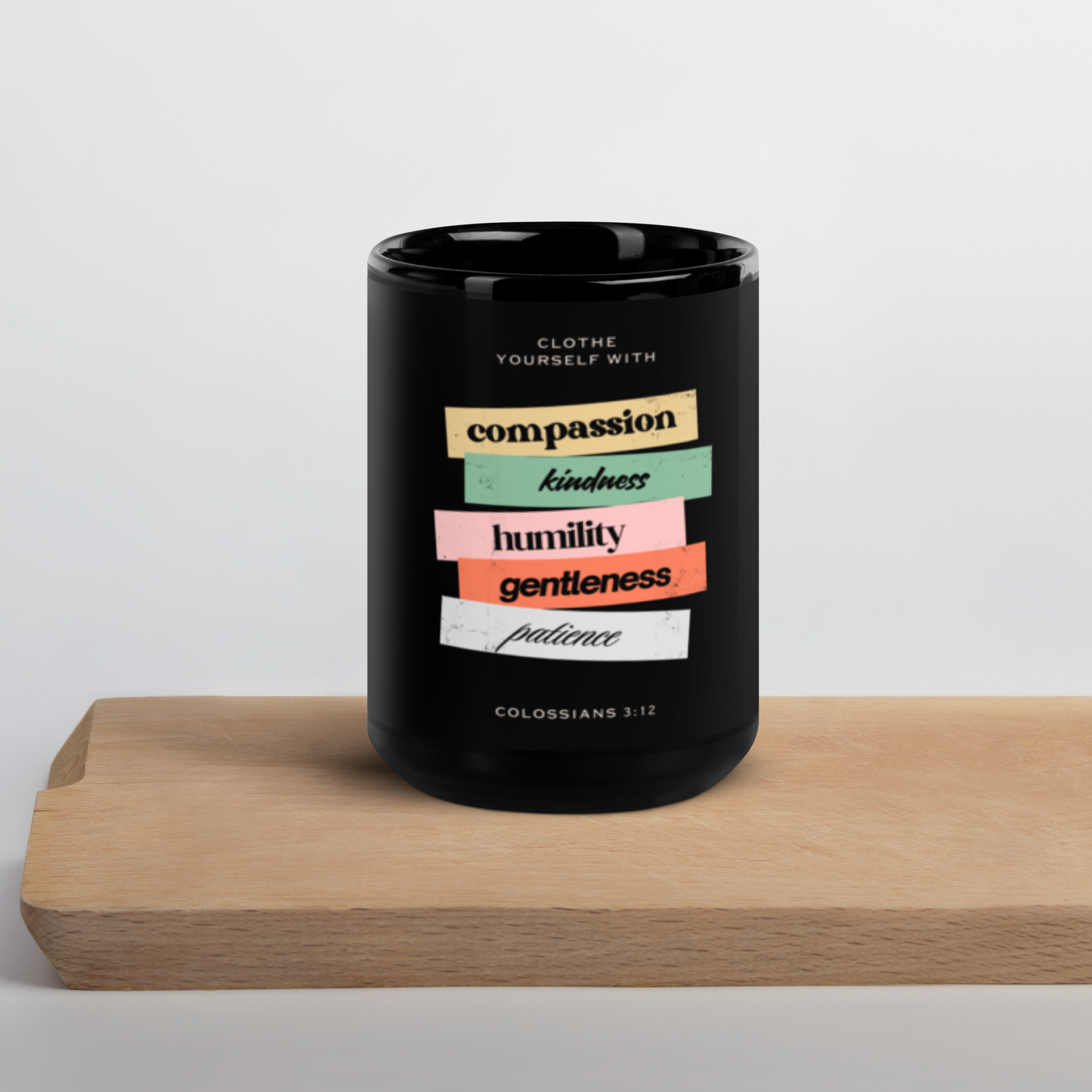 Inspiring Virtues (Black Glossy Mug)