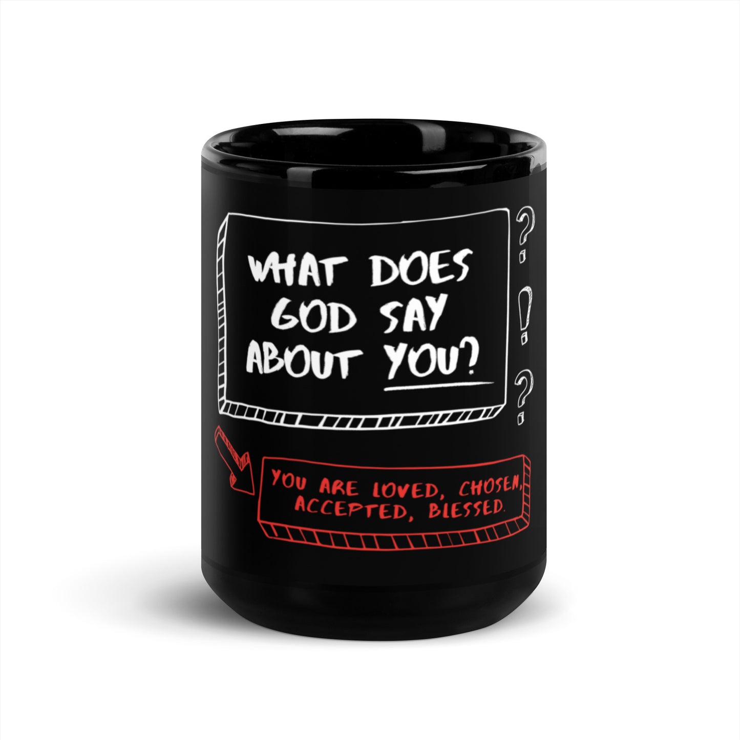 YOU ARE LOVED, CHOSEN, ACCEPTED, BLESSED. (Black Glossy Mug)