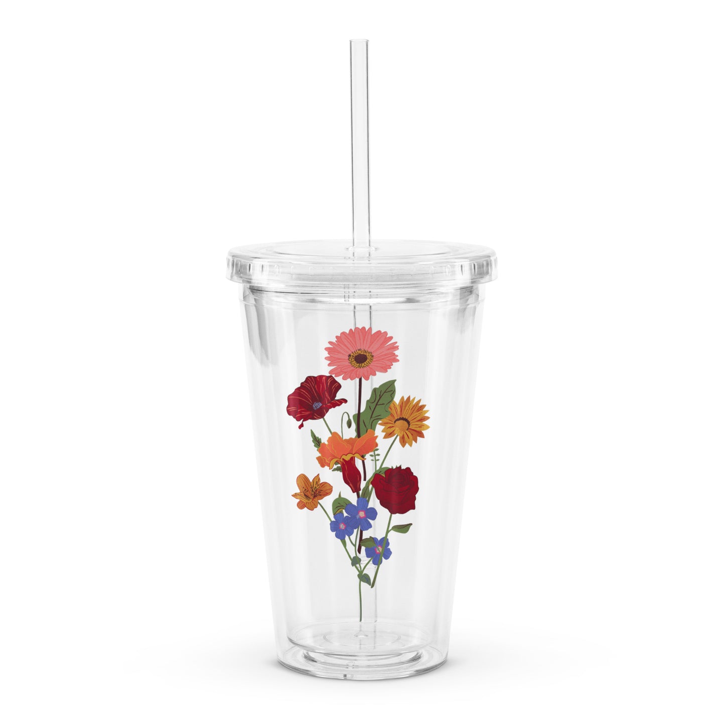 Floral Elegance (Clear plastic tumbler)