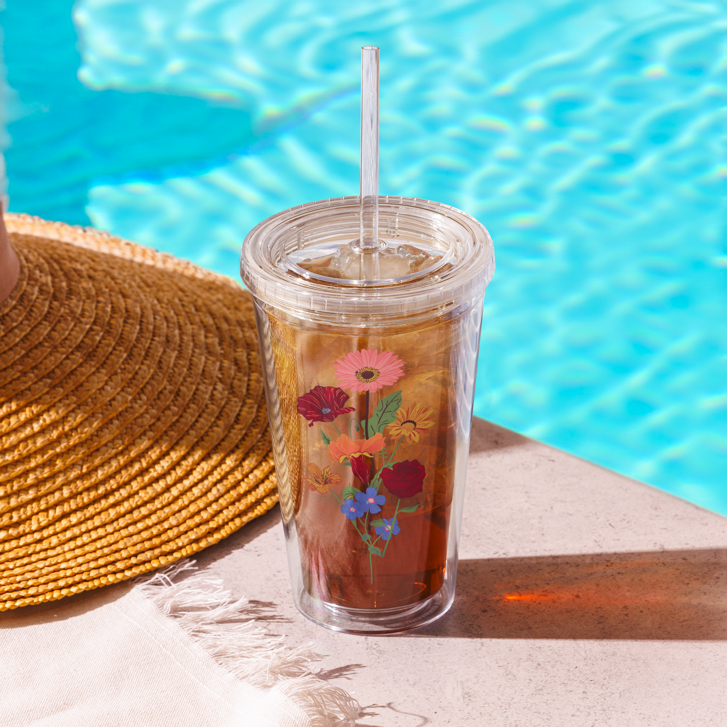 Floral Elegance (Clear plastic tumbler)