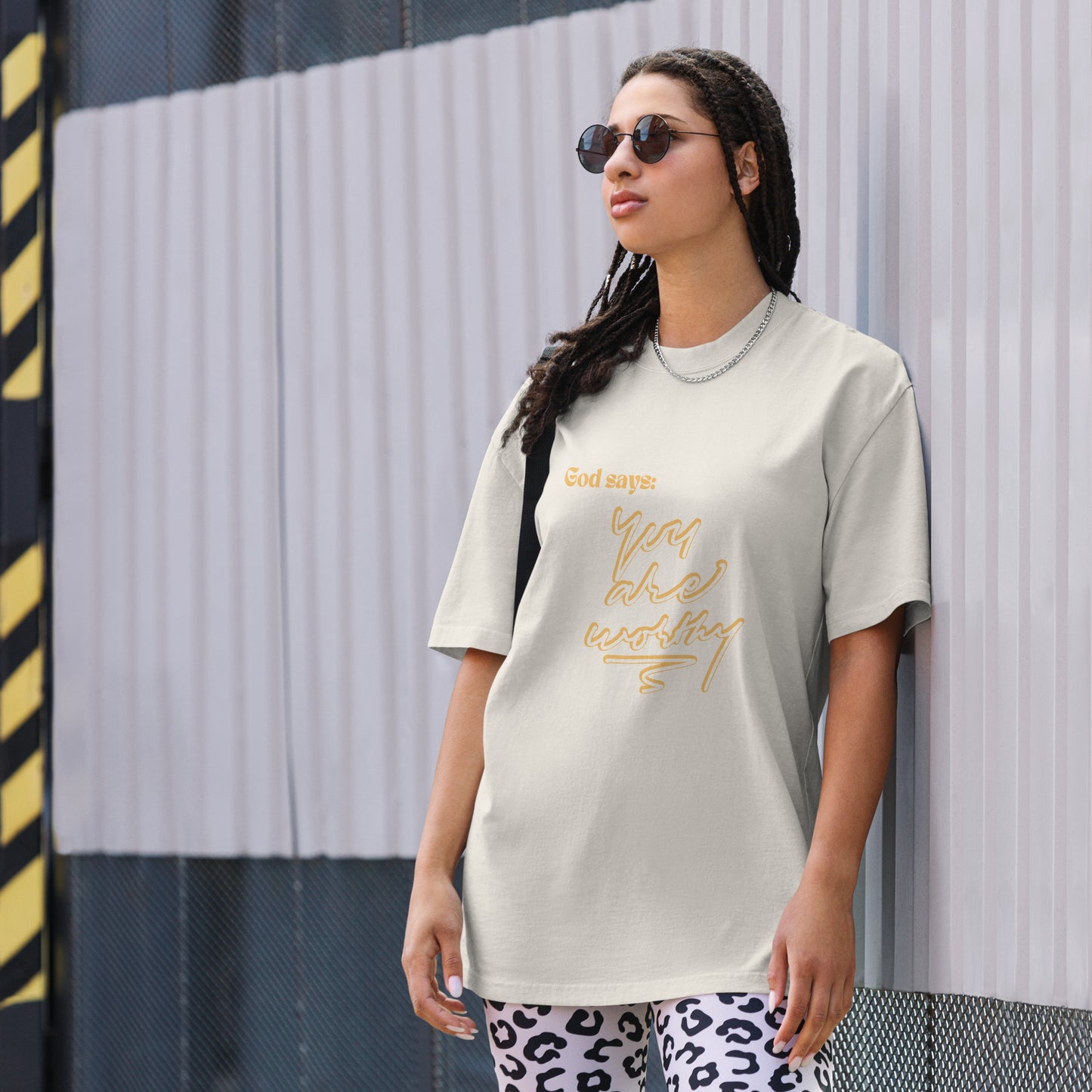 God Says: You Are Worthy (Oversized faded t-shirt)